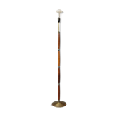 Lampadaire scandinave 1960s en teck et métal doré
