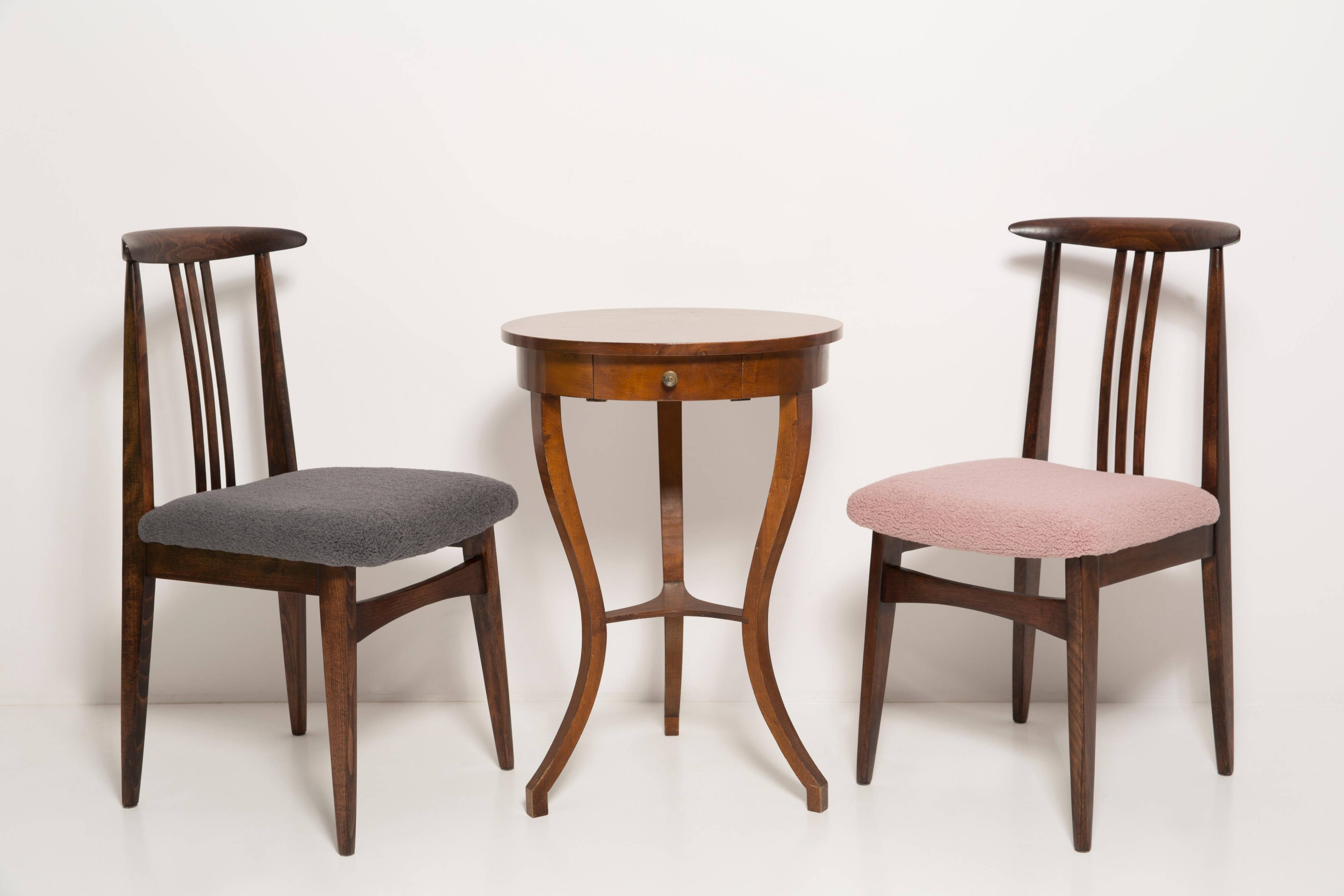 Blush Pink Bouclé Chair, Mid-Century Modern, designed by Mr. Zielinski, Europe, 1960s