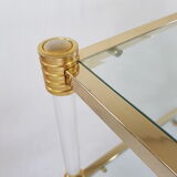 Coffee table in Lucite and Golden steel