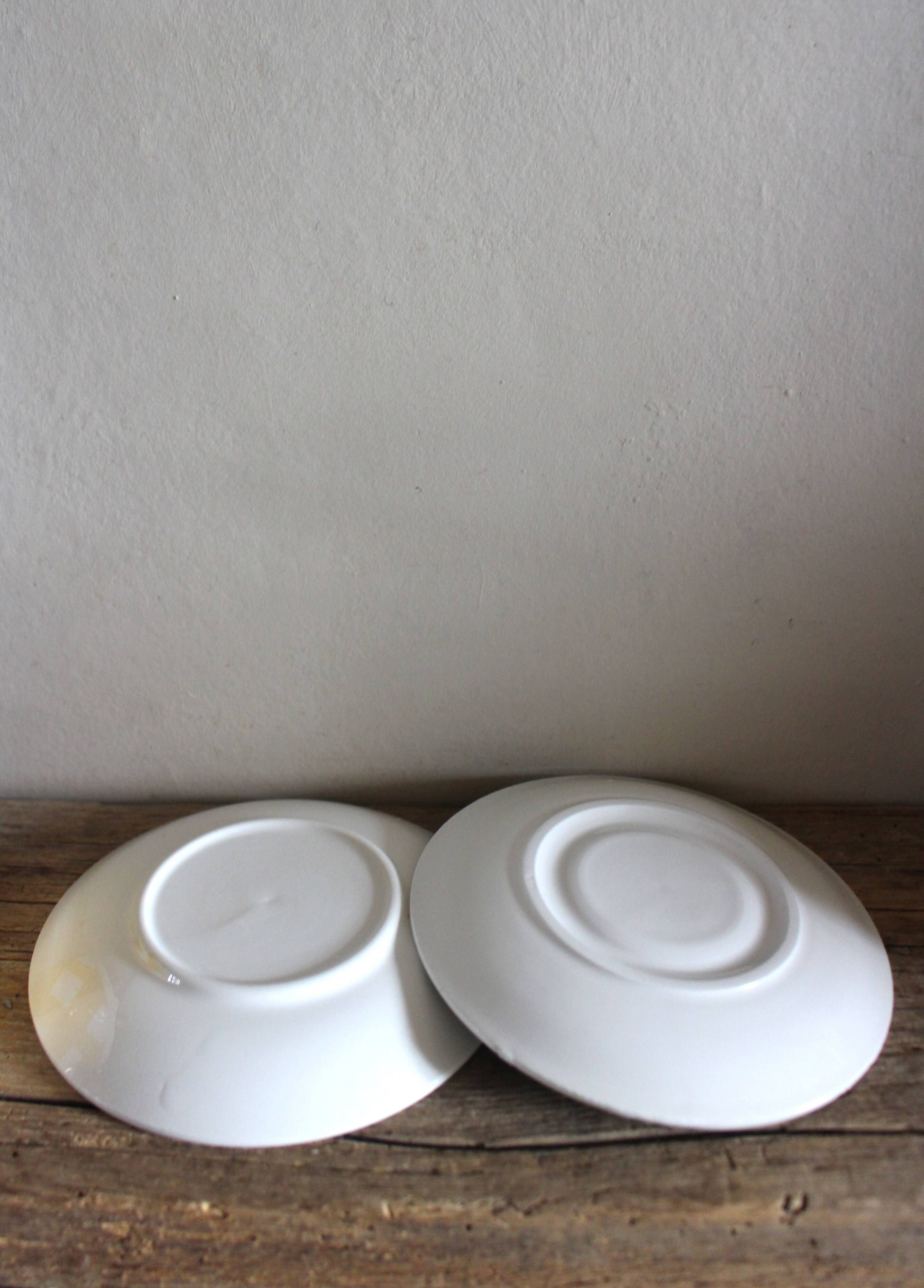 2 cups saucers Square Yellow Green Vintage