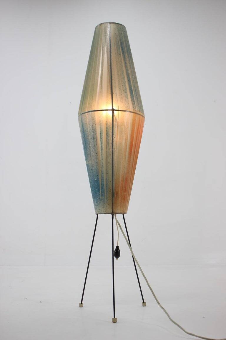 Big mid-century Space Age floor lamp "Rocket" Czechoslovakia / 1960s