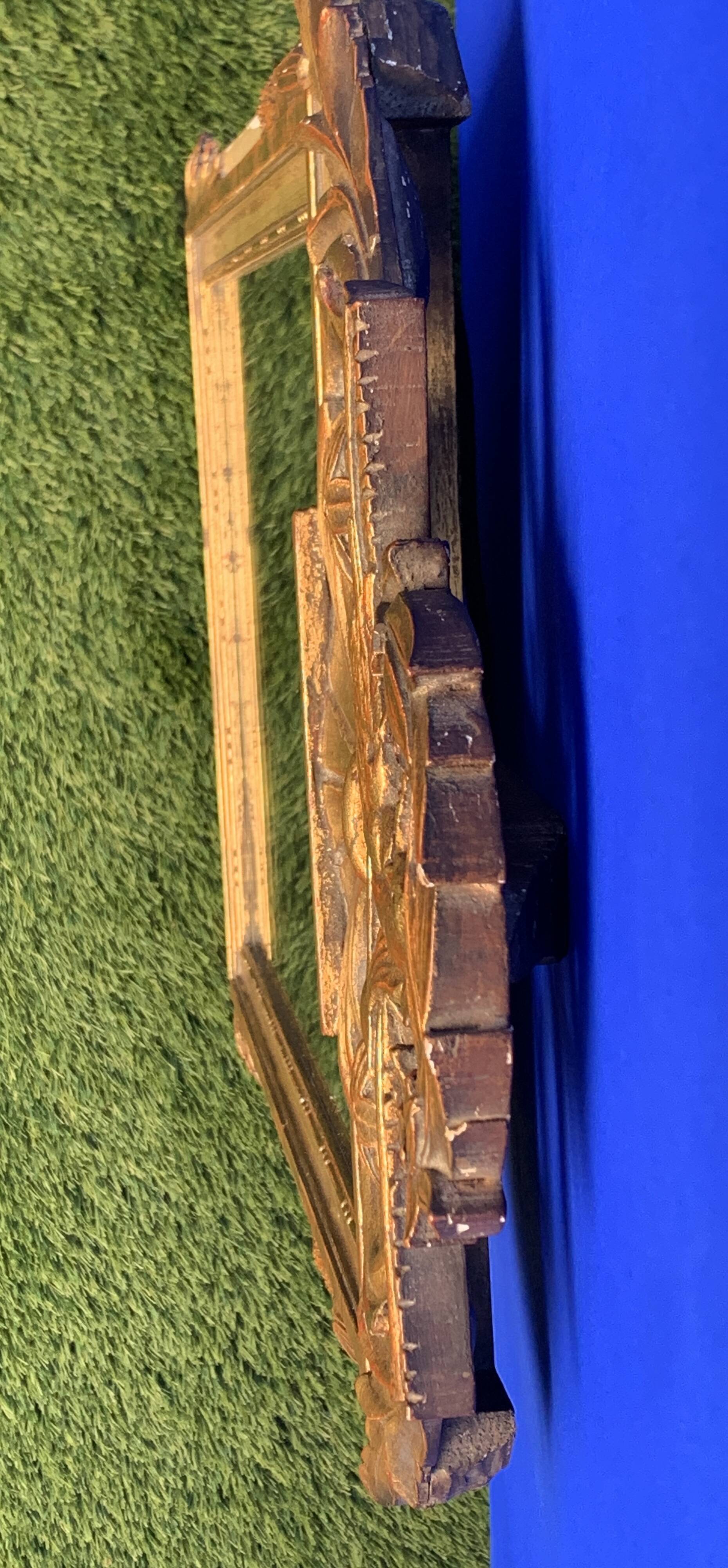 Antique mirror with gilded wood pediment, Louis XVI style