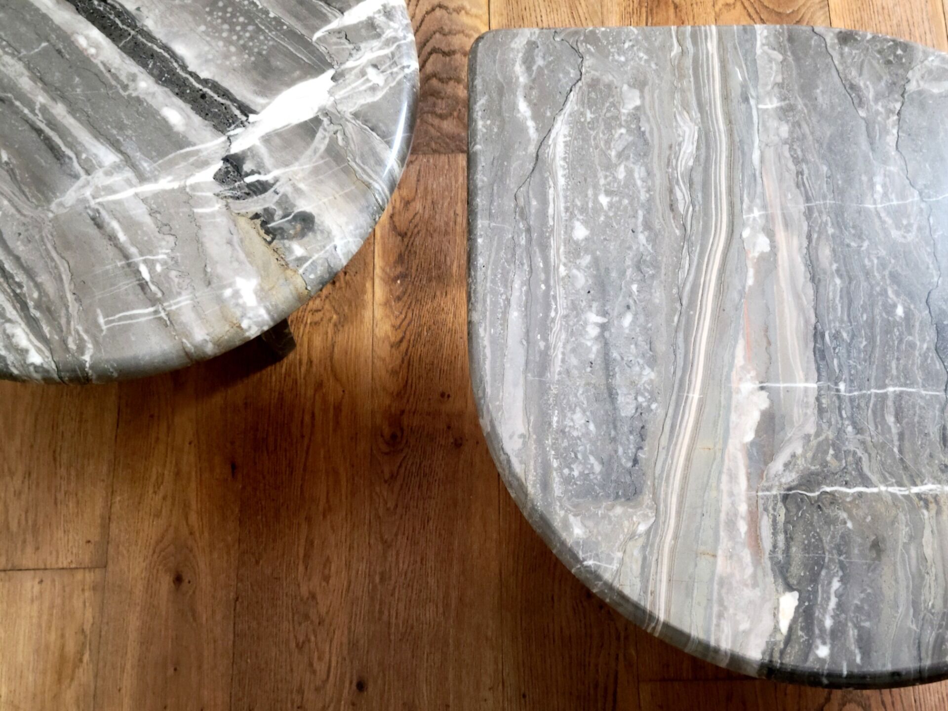 Vintage organically shaped marble side tables, Germany 1970