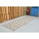 1970s vintage Turkish hand-knotted wool cotton beige runner rug 93x301