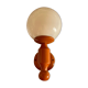 Vintage wooden globe wall light in white glass