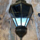 Old brass wall lamp + glass + vintage mirror back