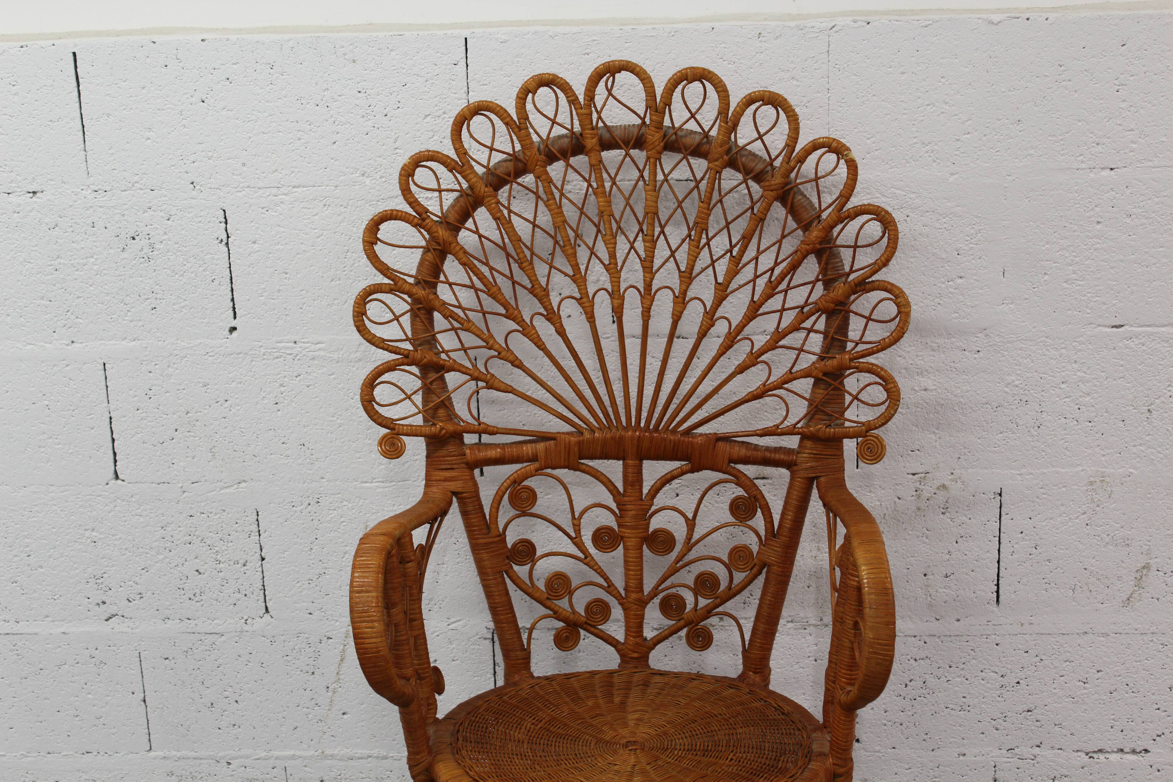 Emmanuelle peacock rattan armchair