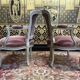 Pair of Louis XV style cabriolet armchairs with velvet upholstery