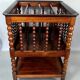 Vintage teak magazine rack with turned columns, 51x42x37 cm SD013