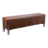 No. 3076 credenza extension in Vitello leather from the Pfister Executive Office Collection for KnollStudio. Circa 1988