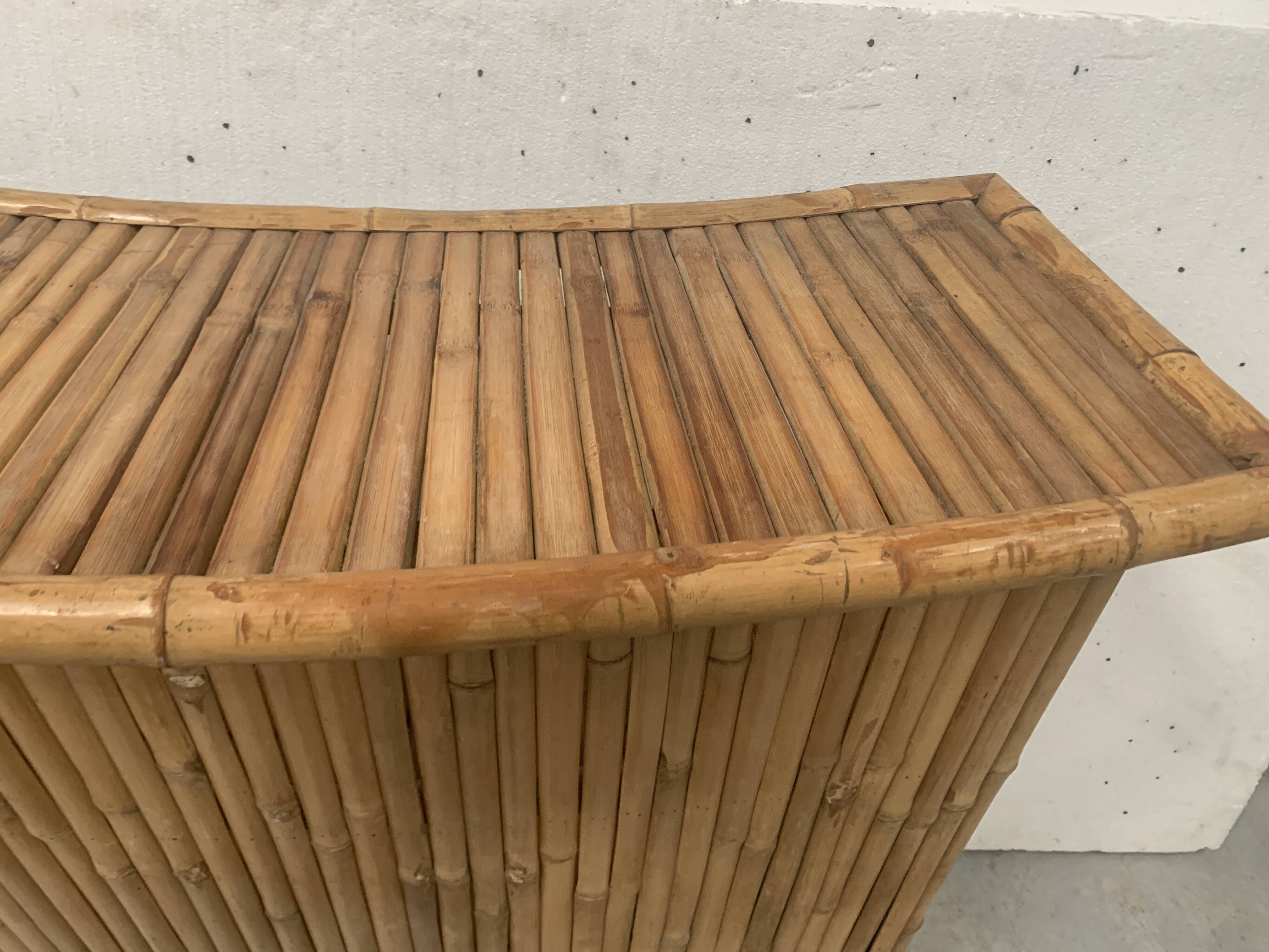 20th century woven bamboo half-moon bar