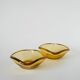Pair of storage compartments in yellow colored glass, in the style of Murano, 1970