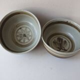 Set of 2 ramekins Bowls / cups in glazed ceramic Signed Blanot