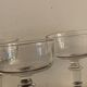 3 old champagne cups in blown and bubbled glass