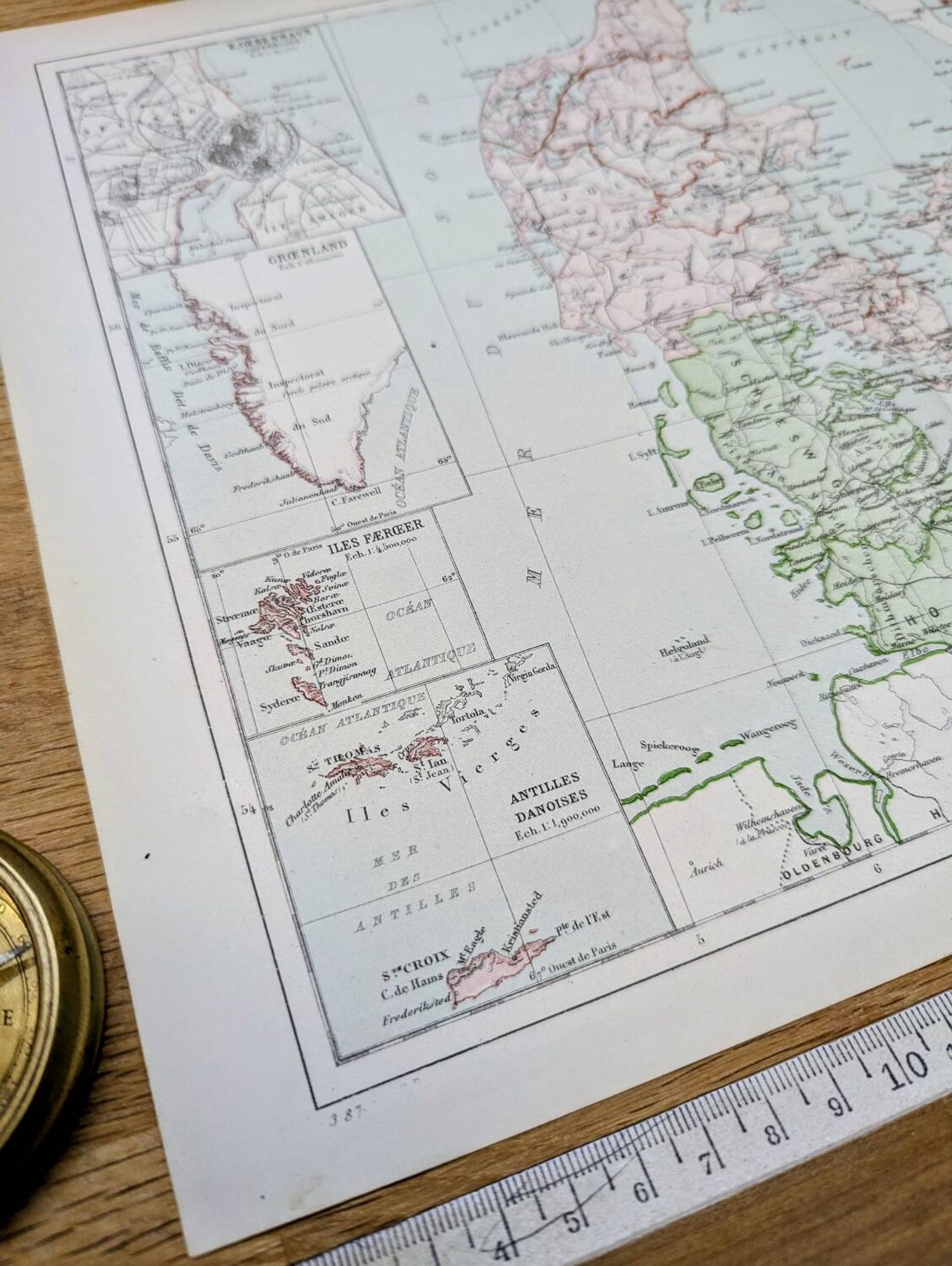 Denmark and dependencies, period map, 1887, Authentic