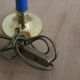 Pair of blue and gold bedside lamps with cream shades – H38 cm