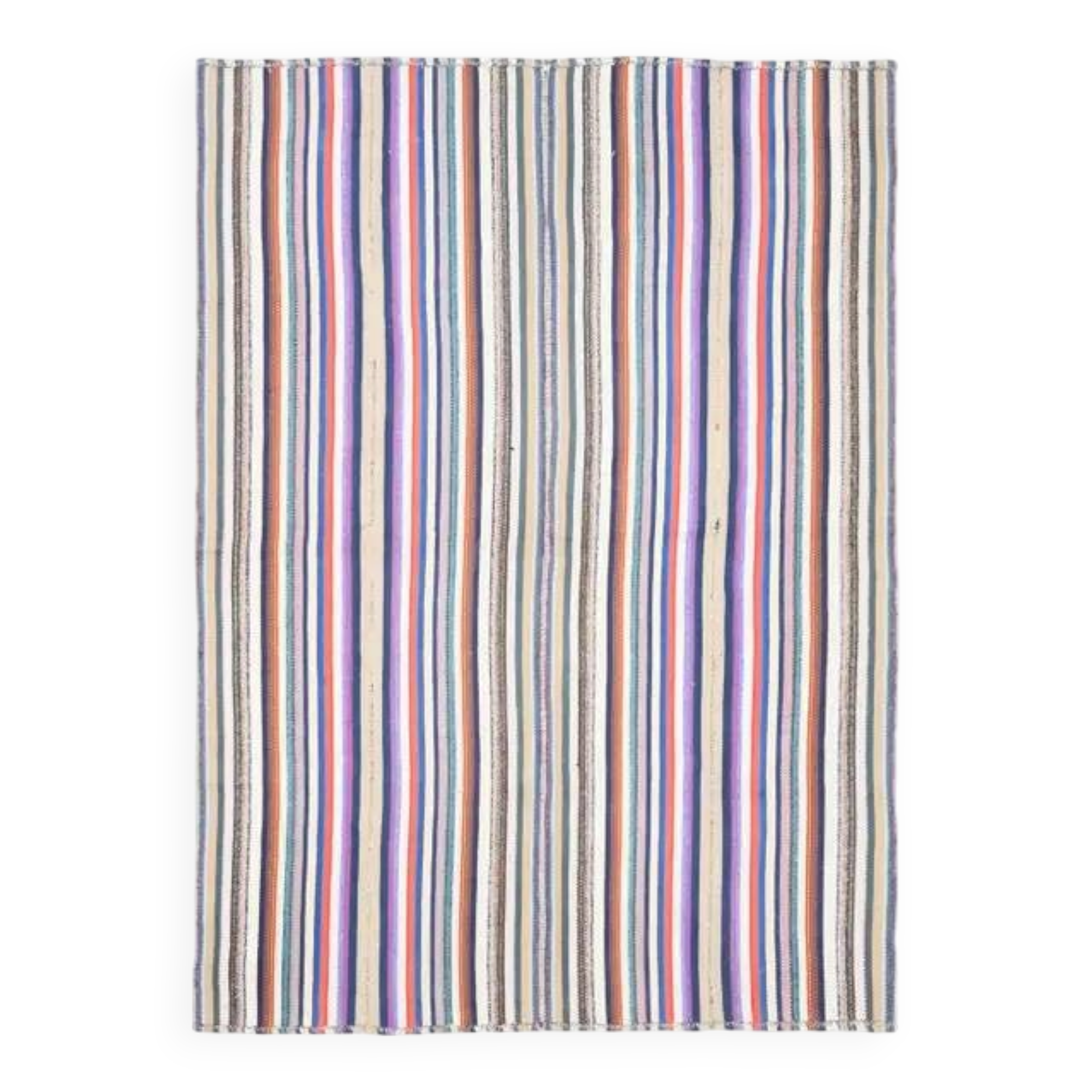 1970s Vintage Turkish Oushak Handmade Wool Cotton Purple Area Rug 171x238