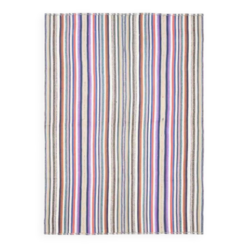 1970s Vintage Turkish Oushak Handmade Wool Cotton Purple Area Rug 171x238