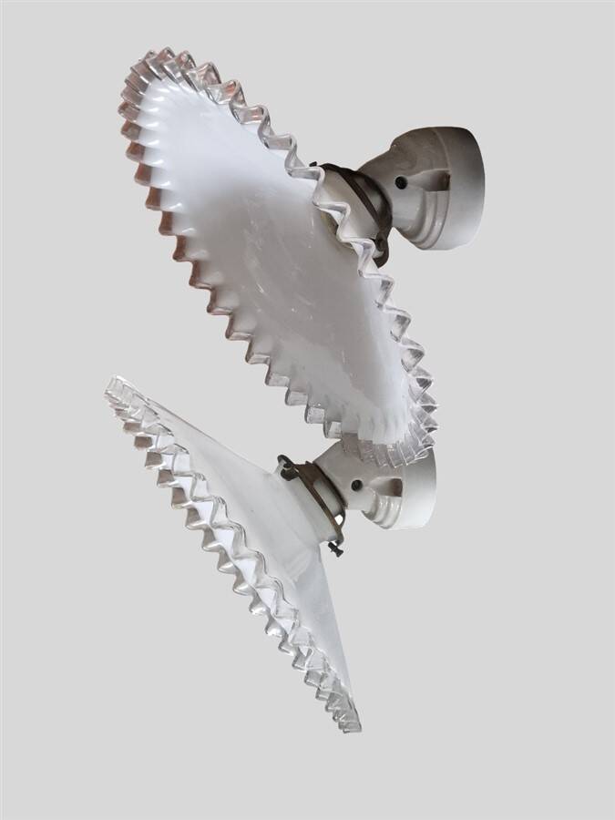 Pair of opaline glass wall lights