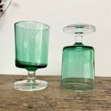 6 small emerald green LUMINARC glasses