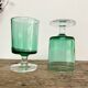 6 small emerald green LUMINARC glasses