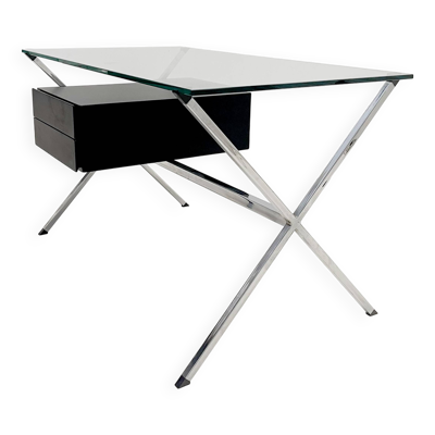 Franco Albini for Knoll - Chrome glass and black wood Desk