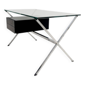 Franco Albini for Knoll - Chrome glass and black wood Desk