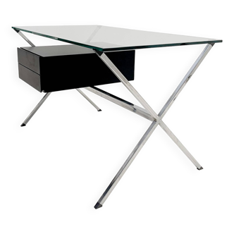 Franco Albini for Knoll - Chrome glass and black wood Desk