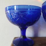 4 cobalt blue dessert cups