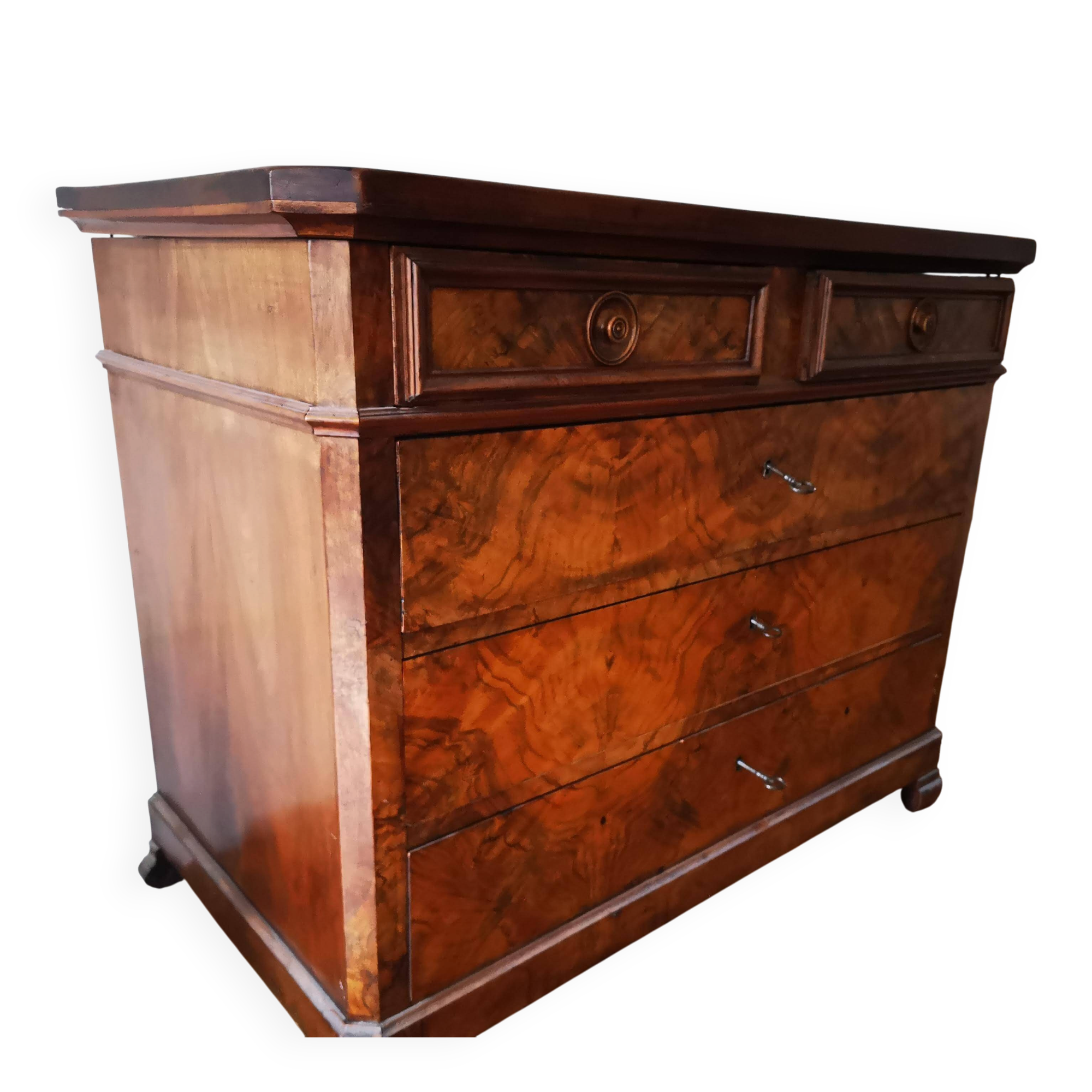 Louis-Philippe commode in walnut burl – 19th century