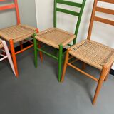6 Italian chairs from the 60s solid beech and rope