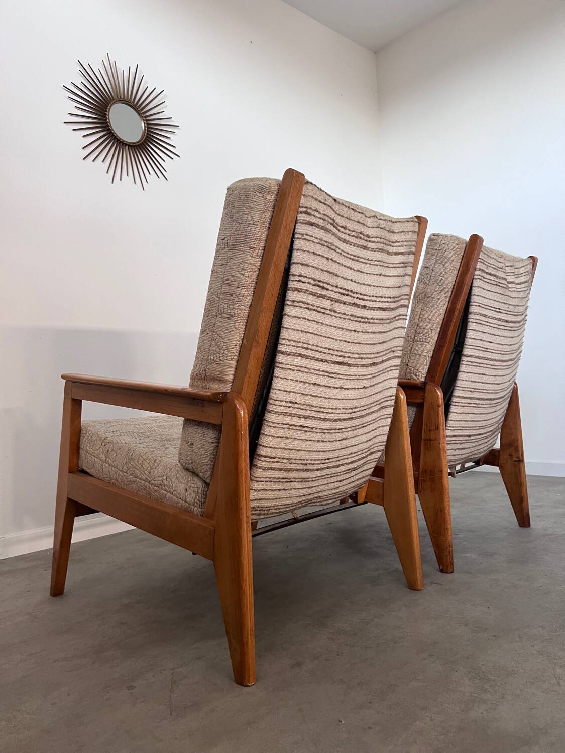 Lot 2 designer reconstruction rest armchairs from the 50s Free-Span / Guariche vintage