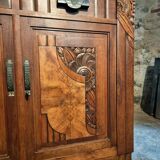 French Art Deco walnut sideboard with marble top (1920s)