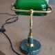 Lampe de banquier socle en marbre vert