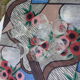 7 glasses the blueberries transparent glass and vintage white flowers 1960