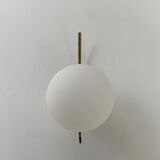 Vintage brass and opaline wall lamp, France 1960