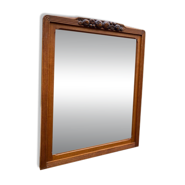 Miroir d'entrée art déco 1950 en chêne massif console