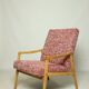 Fauteuil en bois original du milieu du siècle chaise en bois moderne J. Jiroutek design 1970 crabe rouge homard tissus salon fauteuil longue chaise rétro