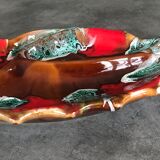 Vallauris compartmentalized dish fish shape polychrome ceramic 47 cm