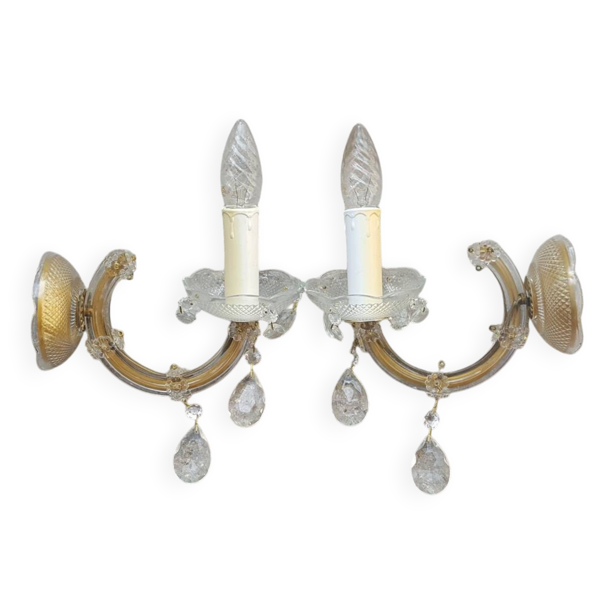 Pair of mid-century Murano glass tassel sconces, Treviso, Italy
