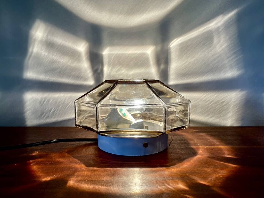 Smoked glass ceiling light ISMOS Italy 1970