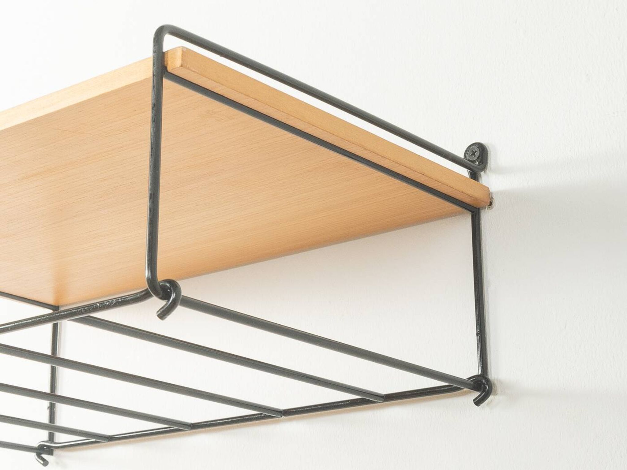 Functional telephone shelf, mid-century, ash wood and metal, 1950s