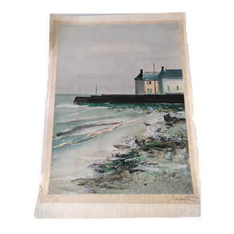 Port of Brittany- Hand-signed lithograph by Georges Laporte - 107/150