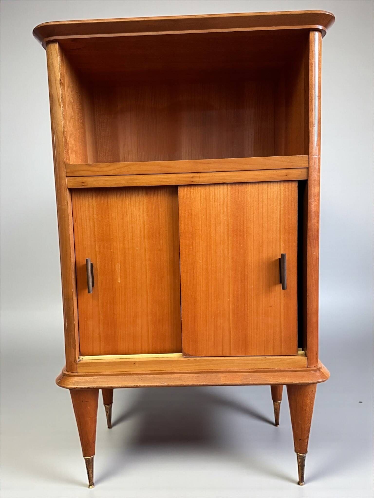 Vintage 1950s hi-fi cabinet – Scandinavian style – blond wood with brass legs