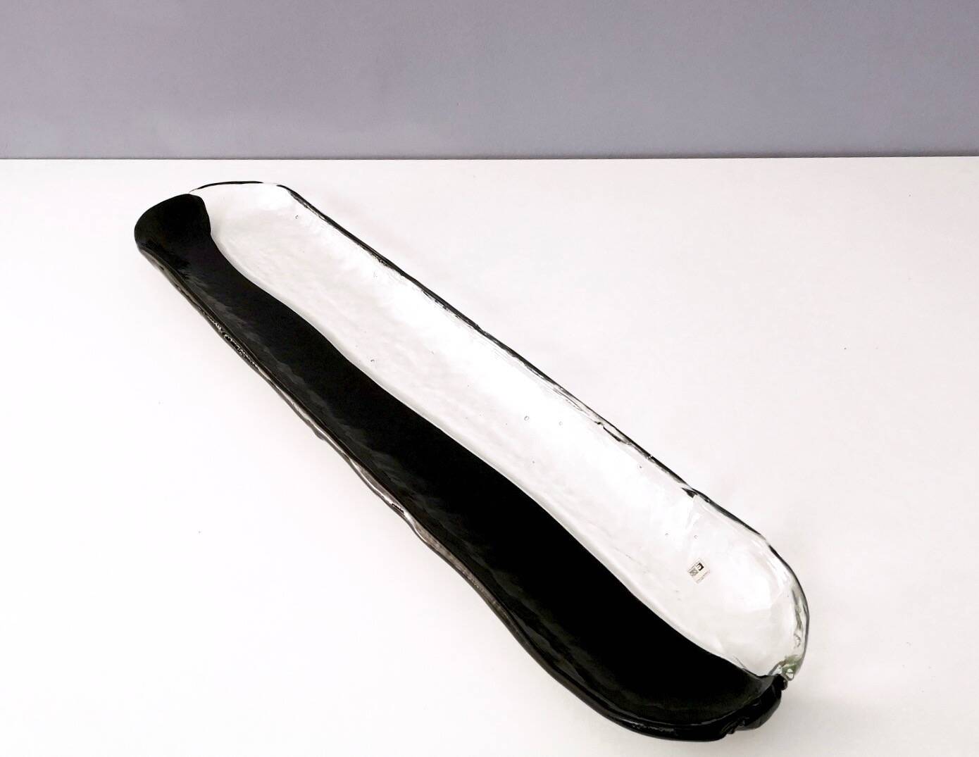 Long Black and Transparent Murano Glass Centerpiece by Aureliano Toso, Labe