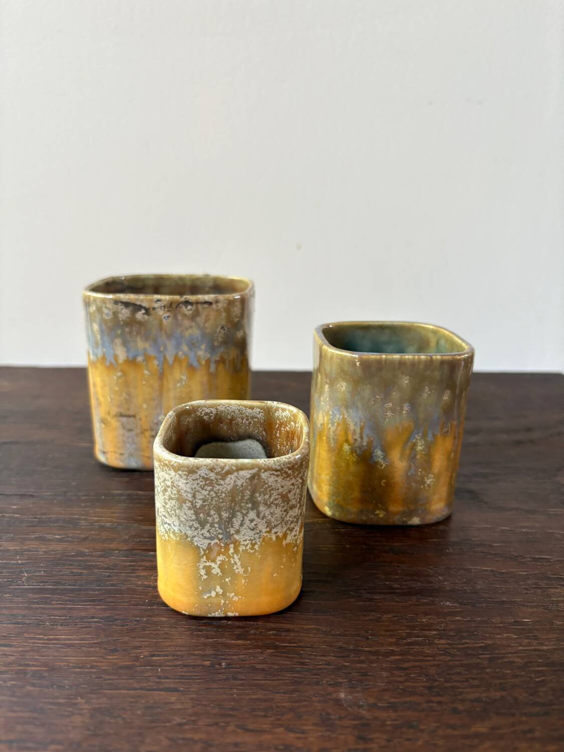Set of 3 Art Nouveau flower pots by Gustav de Bruyn