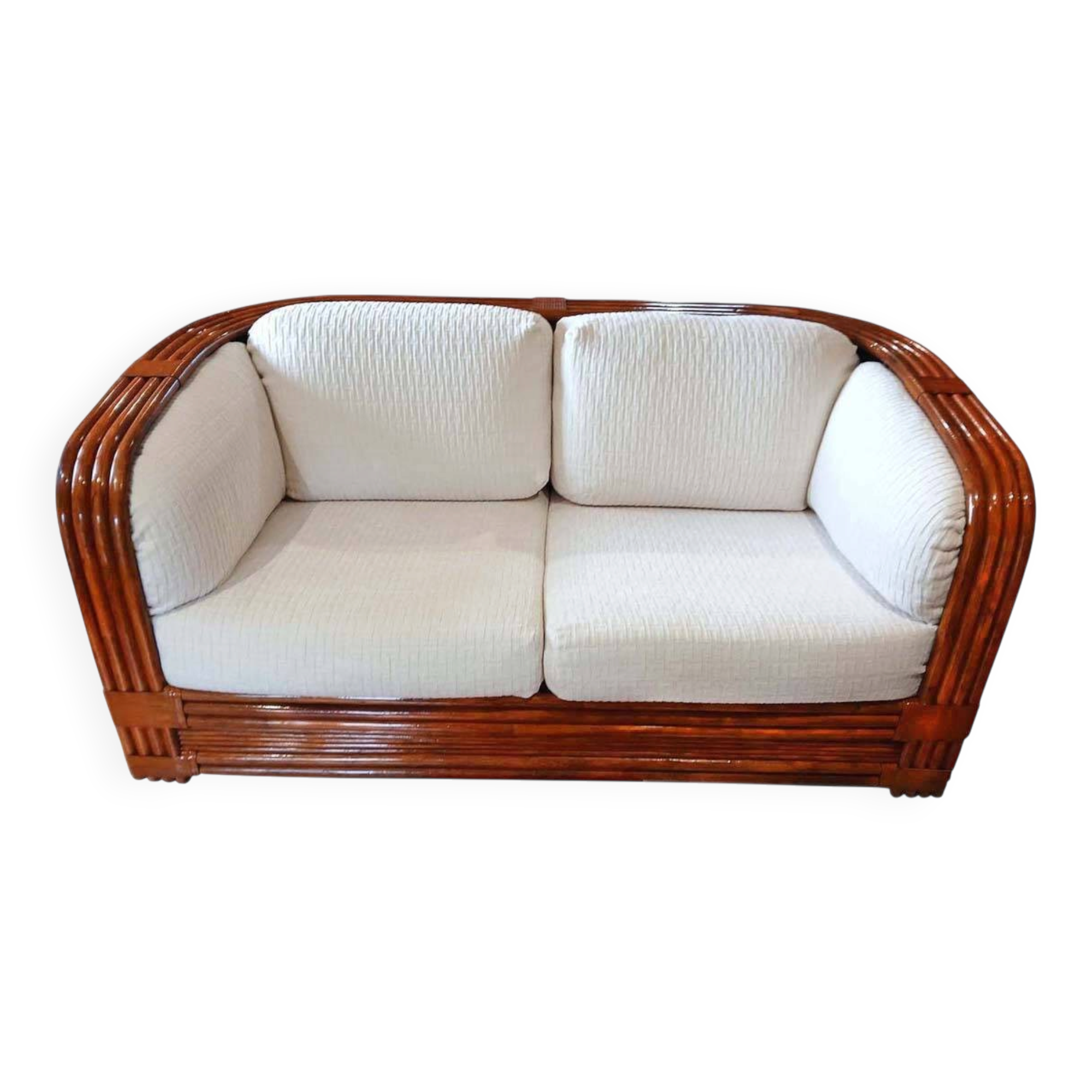 Two-seater sofa in bamboo and rattan by Maugrion for Roche Bobois.