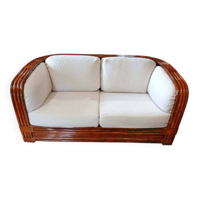 Canapé 2 places  en bambou et rotin par Maugrion pour Roche Bobois