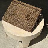 Rectangular Asian handmade basket with circular handle L:45 l:35