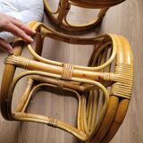 Pair of rattan poufs